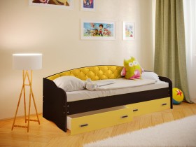 Кровать Софа-7 с мягкой спинкой (800х1900) Венге/Желтый в Таврическом - tavricheskoe.katalogmebeli.com | фото