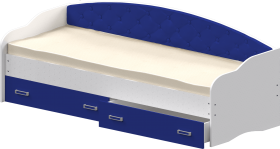 Кровать Софа-7 с мягкой спинкой (800х2000) Белый/Синий в Таврическом - tavricheskoe.katalogmebeli.com | фото