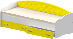 Кровать Софа-8 с мягкой спинкой (900х1900) Белый/Желтый в Таврическом - tavricheskoe.katalogmebeli.com | фото