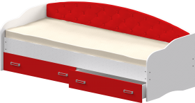 Кровать Софа-8 с мягкой спинкой (900х1900) Белый/Красный в Таврическом - tavricheskoe.katalogmebeli.com | фото