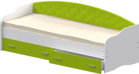 Кровать Софа-8 с мягкой спинкой (900х2000) Белый/Лайм в Таврическом - tavricheskoe.katalogmebeli.com | фото