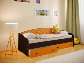 Кровать Софа-8 с мягкой спинкой (900х2000) Венге/Оранжевый в Таврическом - tavricheskoe.katalogmebeli.com | фото