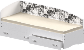 Кровать Софа-9 с мягкой спинкой с рисунком Милана (900х1900) Белый в Таврическом - tavricheskoe.katalogmebeli.com | фото 1