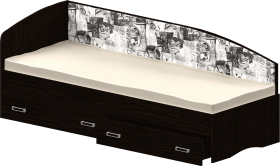 Кровать Софа-9 с мягкой спинкой с рисунком Милана (900х2000) Венге в Таврическом - tavricheskoe.katalogmebeli.com | фото