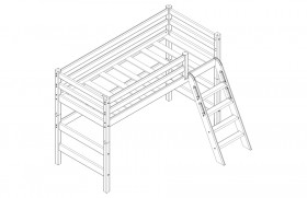 Кровать Соня вариант 6 полувысокая с наклонной лестницей Лаванда в Таврическом - tavricheskoe.katalogmebeli.com | фото 2
