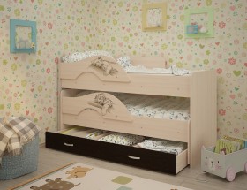 Кровать выкатная Радуга-Сафари детская 1600 Млечный дуб/Венге в Таврическом - tavricheskoe.katalogmebeli.com | фото