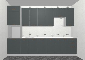 Кухня Квадро 3,2 м (высокие модули/Железо/Серый) в Таврическом - tavricheskoe.katalogmebeli.com | фото 3