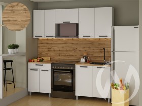 Кухня Кьяра 2.0 м с окапом (белый/карбон фарфор/26мм/дуб вотан) в Таврическом - tavricheskoe.katalogmebeli.com | фото
