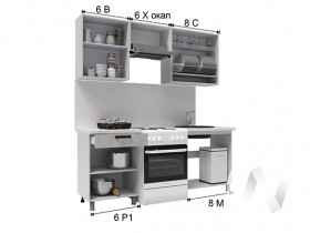Кухня Салли 2.0 м с окапом (белый/сандал белый, серый/26 мм/дуб вотан) в Таврическом - tavricheskoe.katalogmebeli.com | фото 3