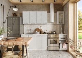 Кухонный гарнитур Нувель 1800мм белый/бетон белый в Таврическом - tavricheskoe.katalogmebeli.com | фото 1