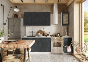 Кухонный гарнитур Нувель 1800мм белый/бетон черный в Таврическом - tavricheskoe.katalogmebeli.com | фото 1