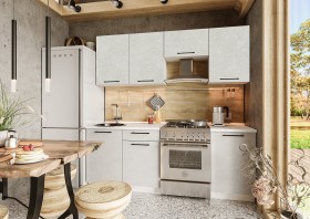 Кухонный гарнитур Нувель 2100мм белый/бетон белый в Таврическом - tavricheskoe.katalogmebeli.com | фото