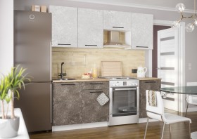 Кухонный гарнитур Нувель 2100мм белый/бетон коричневый в Таврическом - tavricheskoe.katalogmebeli.com | фото