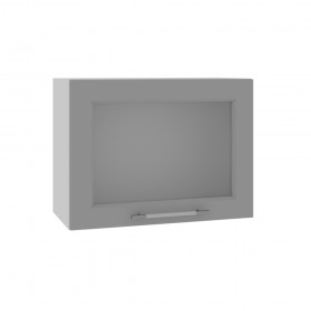 Квадро ВПГС 600 шкаф верхний горизонтальный со стеклом высокий (Ваниль кожа/корпус Серый) в Таврическом - tavricheskoe.katalogmebeli.com | фото