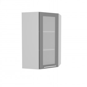 Квадро ВПУС 550 шкаф верхний угловой со стеклом высокий (Железо/корпус Серый) в Таврическом - tavricheskoe.katalogmebeli.com | фото