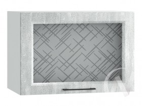 Либерти Шкаф верхний горизонтальный со стеклом ШВГС 609 (Холст грей/корпус белый) в Таврическом - tavricheskoe.katalogmebeli.com | фото