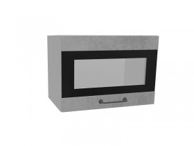 Лофт ПГСФ 500 шкаф верхний горизонтальный со стеклом и фотопечатью (Бетон светлый/корпус Серый) в Таврическом - tavricheskoe.katalogmebeli.com | фото