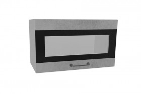 Лофт ПГСФ 600 шкаф верхний горизонтальный со стеклом и фотопечатью (Бетон светлый/корпус Серый) в Таврическом - tavricheskoe.katalogmebeli.com | фото