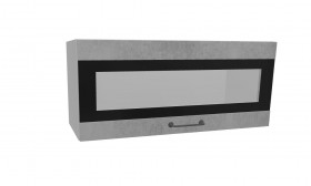 Лофт ПГСФ 800 шкаф верхний горизонтальный со стеклом и фотопечатью (Бетон светлый/корпус Серый) в Таврическом - tavricheskoe.katalogmebeli.com | фото