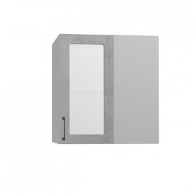 Лофт ПУС 650 шкаф верхний угловой со стеклом (Бетон светлый/корпус Серый) в Таврическом - tavricheskoe.katalogmebeli.com | фото