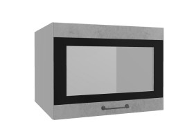 Лофт ВПГСФ 600 шкаф верхний горизонтальный со стеклом высокий с фотопечатью (Бетон светлый/корпус Серый) в Таврическом - tavricheskoe.katalogmebeli.com | фото