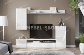 Мебель для гостиной МГС 4 (Белый/Белый глянец) в Таврическом - tavricheskoe.katalogmebeli.com | фото