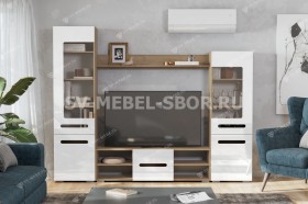 Мебель для гостиной МГС 6 (Исполнение 1/Дуб золотой/Белый глянец) в Таврическом - tavricheskoe.katalogmebeli.com | фото