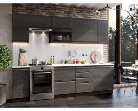 Модульная кухня Бруклин 2,8 м (Бетон черный/Венге) в Таврическом - tavricheskoe.katalogmebeli.com | фото