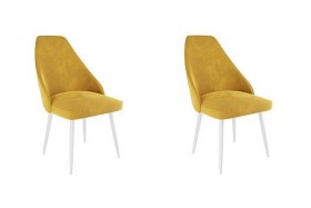 Набор стульев Милан 2 шт (желтый велюр/белый) в Таврическом - tavricheskoe.katalogmebeli.com | фото