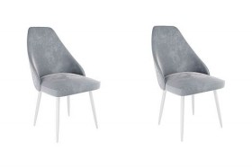 Набор стульев Милан 2 шт (серый велюр/белый) в Таврическом - tavricheskoe.katalogmebeli.com | фото
