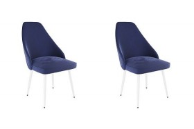 Набор стульев Милан 2 шт (синий велюр/белый) в Таврическом - tavricheskoe.katalogmebeli.com | фото 1