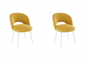 Набор стульев Моли 2 шт (жёлтый велюр/белый) в Таврическом - tavricheskoe.katalogmebeli.com | фото