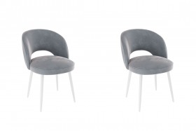 Набор стульев Моли 2 шт (серый велюр/белый) в Таврическом - tavricheskoe.katalogmebeli.com | фото