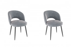 Набор стульев Моли 2 шт (серый велюр/черный) в Таврическом - tavricheskoe.katalogmebeli.com | фото