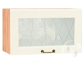 Ницца Шкаф верхний горизонтальный со стеклом ШВГС 600 (Крем/корпус дуб крафт золотой) в Таврическом - tavricheskoe.katalogmebeli.com | фото