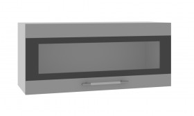 Норд ШВГС 800 Шкаф верхний горизонтальный со стеклом (Софт черный/корпус Венге) в Таврическом - tavricheskoe.katalogmebeli.com | фото