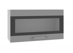Олива ВПГСФ 800 Шкаф верхний горизонтальный со стеклом с фотопечатью высокий (Снег глянец/корпус Серый) в Таврическом - tavricheskoe.katalogmebeli.com | фото