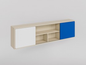Полка между шкафами 1660 Скай (Синий/Белый/корпус Клен) в Таврическом - tavricheskoe.katalogmebeli.com | фото