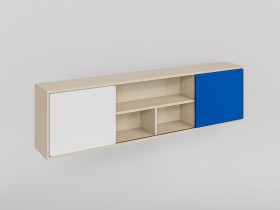 Полка между шкафами 1660 Скай люкс (Синий/Белый/корпус Клен) в Таврическом - tavricheskoe.katalogmebeli.com | фото