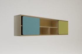 Полка между шкафами 1660 Смайли (Голубой/Зеленый/корпус Клен) в Таврическом - tavricheskoe.katalogmebeli.com | фото