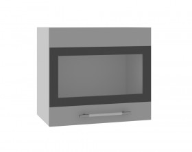 Ройс ВПГСФ 500 Шкаф верхний горизонтальный со стеклом с фотопечатью высокий (Белый софт/корпус Серый) в Таврическом - tavricheskoe.katalogmebeli.com | фото