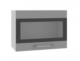 Ройс ВПГСФ 600 Шкаф верхний горизонтальный со стеклом с фотопечатью высокий (Белый софт/корпус Серый) в Таврическом - tavricheskoe.katalogmebeli.com | фото