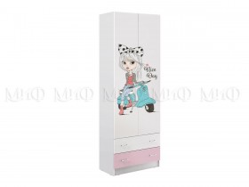 Шкаф 2-х створчатый Fashion-1 Вега (Белый/Розовый) в Таврическом - tavricheskoe.katalogmebeli.com | фото