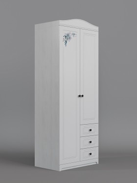 Шкаф 2-х створчатый с ящиками Бэлла (Выбеленное дерево/Белый) в Таврическом - tavricheskoe.katalogmebeli.com | фото