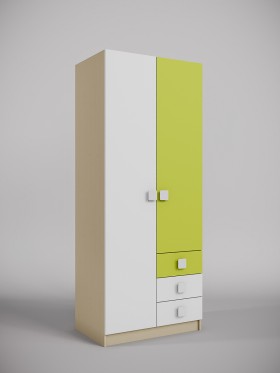 Шкаф 2-х створчатый с ящиками Эппл (Зеленый/Белый/корпус Клен) в Таврическом - tavricheskoe.katalogmebeli.com | фото