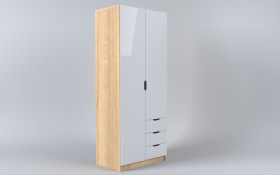 Шкаф 2-х створчатый с ящиками Лофт (Белый/корпус Дуб Сонома) в Таврическом - tavricheskoe.katalogmebeli.com | фото