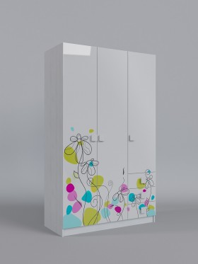 Шкаф 3-х створчатый с ящиками Флёр (Белый/корпус Выбеленное дерево) в Таврическом - tavricheskoe.katalogmebeli.com | фото