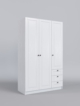 Шкаф 3-х створчатый с ящиками Классика (Белый/корпус Выбеленное дерево) в Таврическом - tavricheskoe.katalogmebeli.com | фото