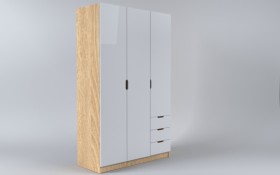 Шкаф 3-х створчатый с ящиками Лофт (Белый/корпус Дуб Сонома) в Таврическом - tavricheskoe.katalogmebeli.com | фото