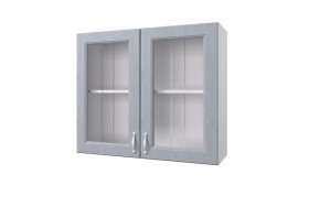 Шкаф 80 с 2-мя витринами Принцесса (Серый/корпус Белый) в Таврическом - tavricheskoe.katalogmebeli.com | фото